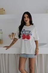 Berry Baskılı Oversize T-Shirt %100 Pamuklu