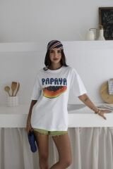 Papaya Baskılı Oversize T-Shirt %100 Pamuklu