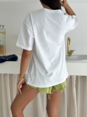 Papaya Baskılı Oversize T-Shirt %100 Pamuklu