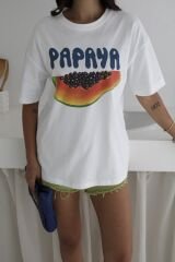 Papaya Baskılı Oversize T-Shirt %100 Pamuklu