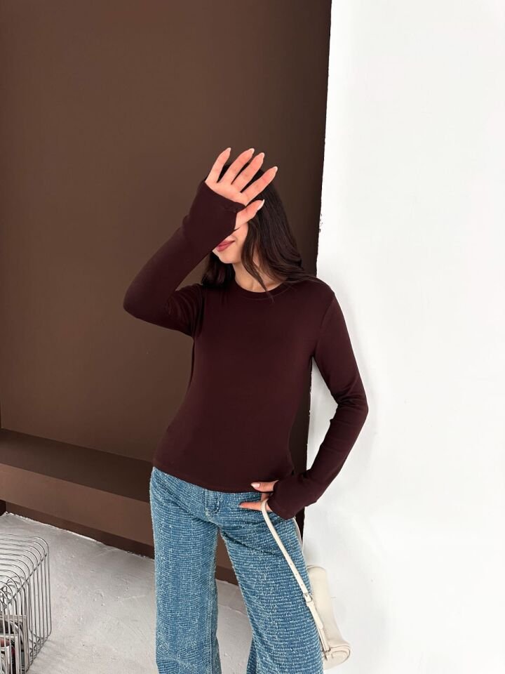 Parmak Detaylı Fitted Bluz %100 Pamuklu