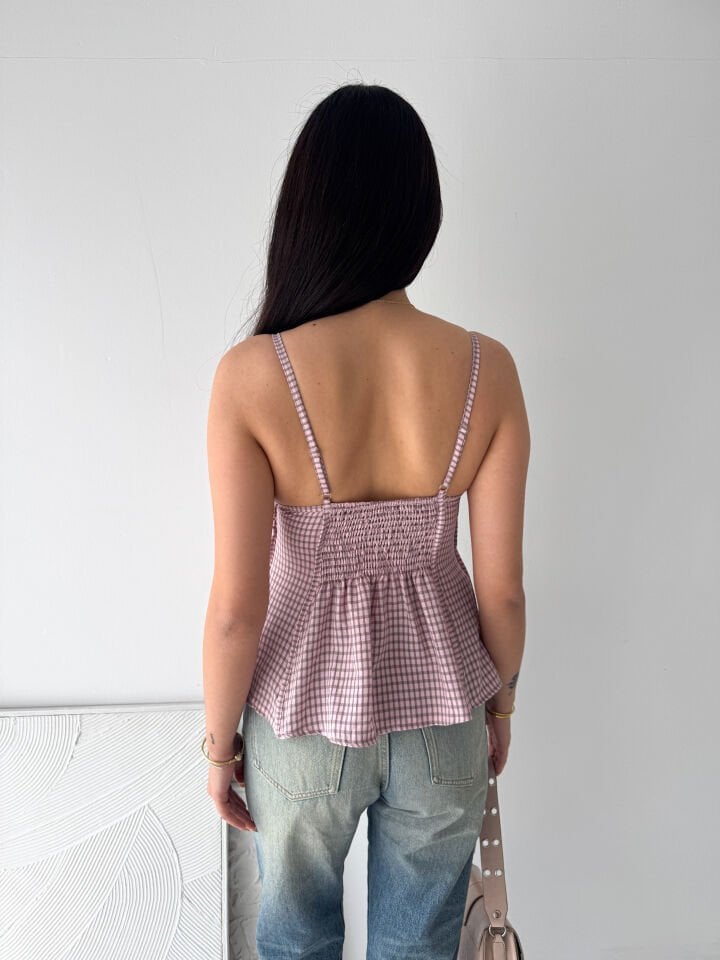 Pembe Dantel Detaylı Peplum Bluz - Pamuklu