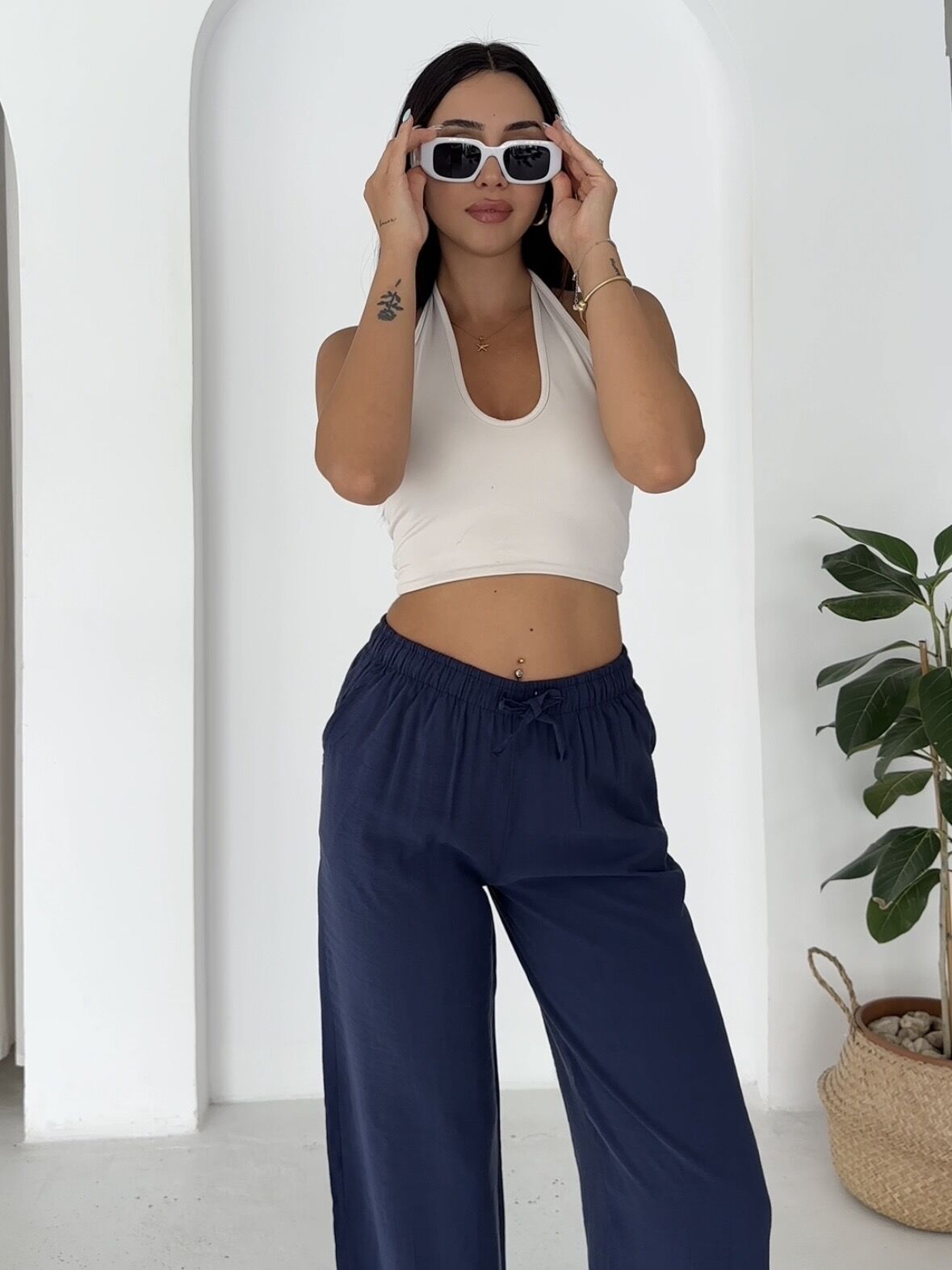 Beli Lastikli Geniş Paça Pantolon